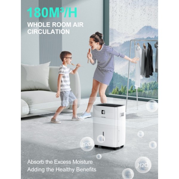 30L/Day Dehumidifiers for Home, Dehumidifiers with Digital Display & Humidity Control, Laundry Dry, 4L Water Tank & Drainage Hose for Damp & Condensation, 24H Timer for Home/Basement/Office/Large Room